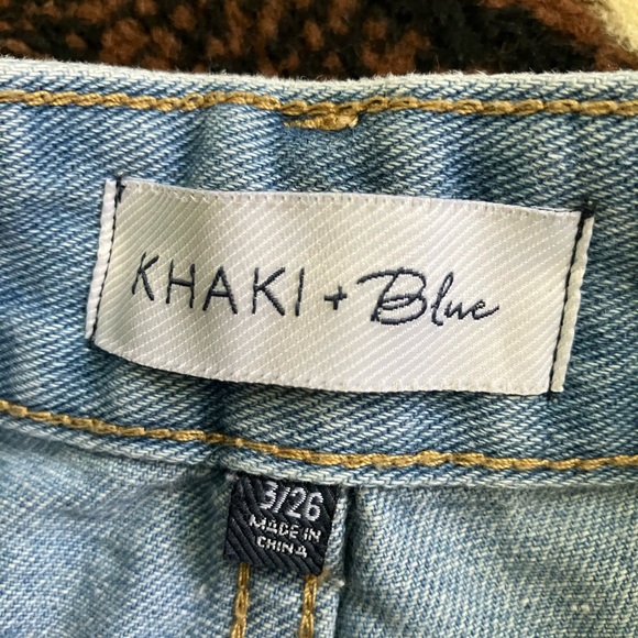 Khaki & Blue Embroidered Daisy Shorts Size 3 - Picture 3 of 3